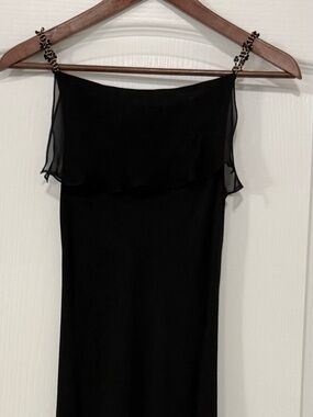 VTG Tom and Linda Platt Saks Fifth Avenue Black Chiffon Beaded Maxi Gown 4